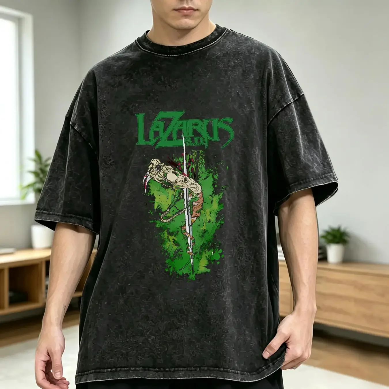 washed T Shirt Lazarus A D 2009 Metal Blade Records Black No Tag long or short sleeves vintage Washed designer clothes
