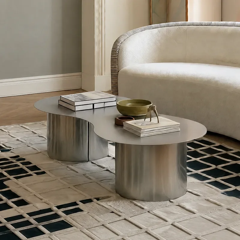 304 Stainless Steel Special Shaped Silver Coffee Table Modern Simple Living Room Tea Table High End Furniture