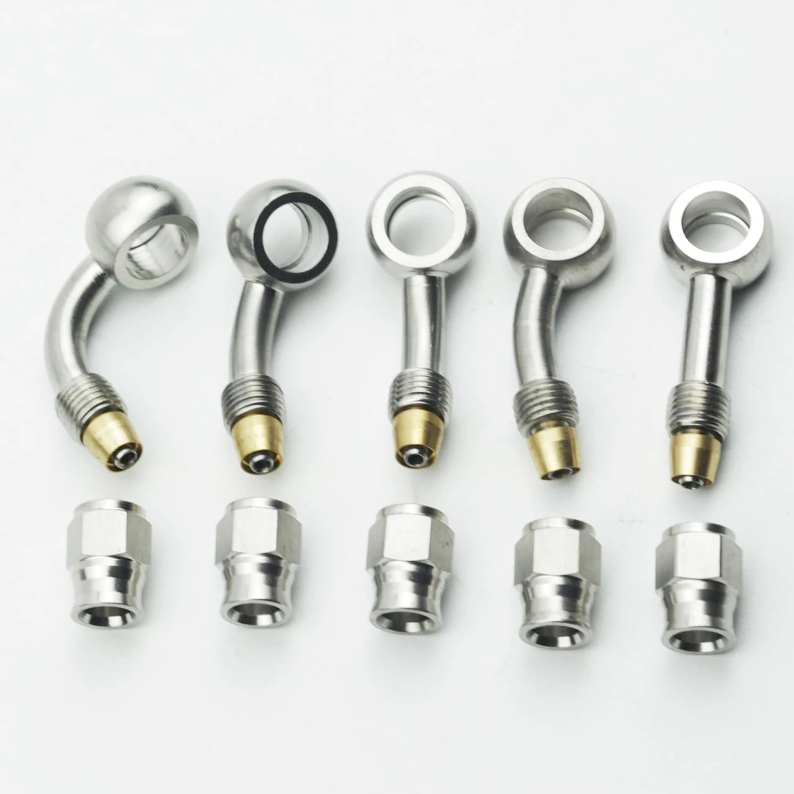 AN3 Motorcycle Brake Hose Banjo Universal Hose End, 0 28 45 90 degree Fitting Stainless Steel Adapter 3an Banjo Bolt PTFE End