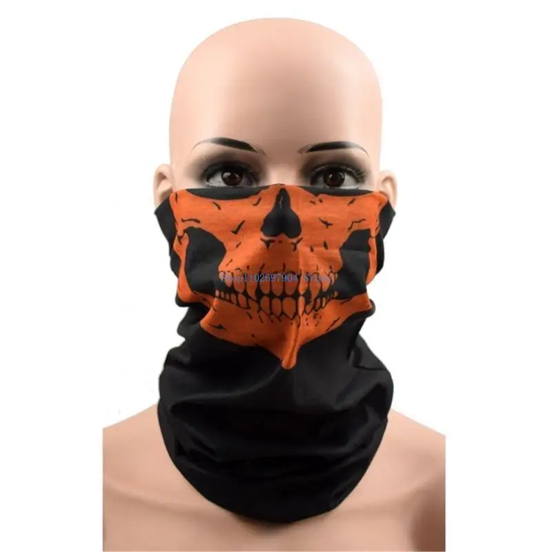

N7YF Multiuse Neck Covering Punk Skull Pattern Face Mask For Various Outdoor Activity