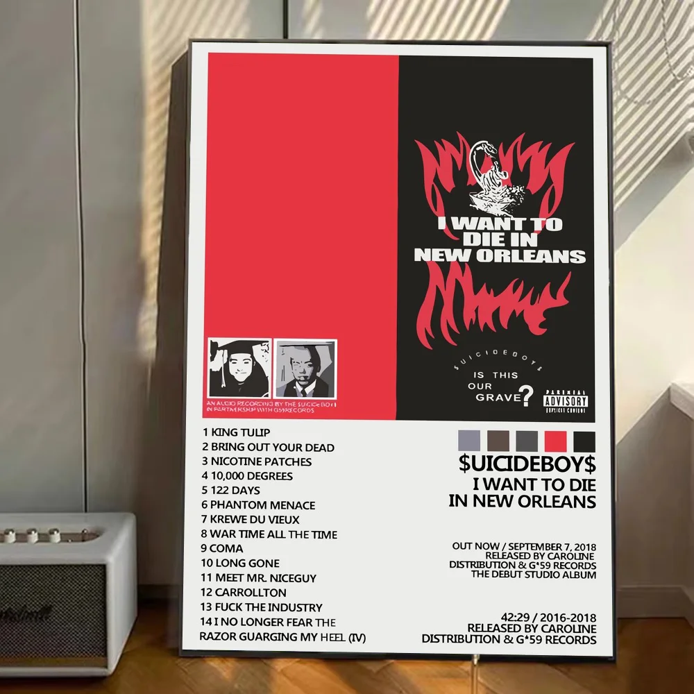 المغني S-Suicideboy الفرقة ألبوم المشارك ملصقات الفن جداريات حائطية ديكور لعبة غرفة ديكور الهدايا Kawaii HD اللوحة القط سيارات #5