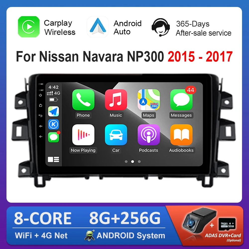 for Nissan Navara NP300 2015 - 2017 Car Radio Multimedia Player 10 '' Android 14 DSP Stereo WiFi GPS Navi 4G BT HD Screen