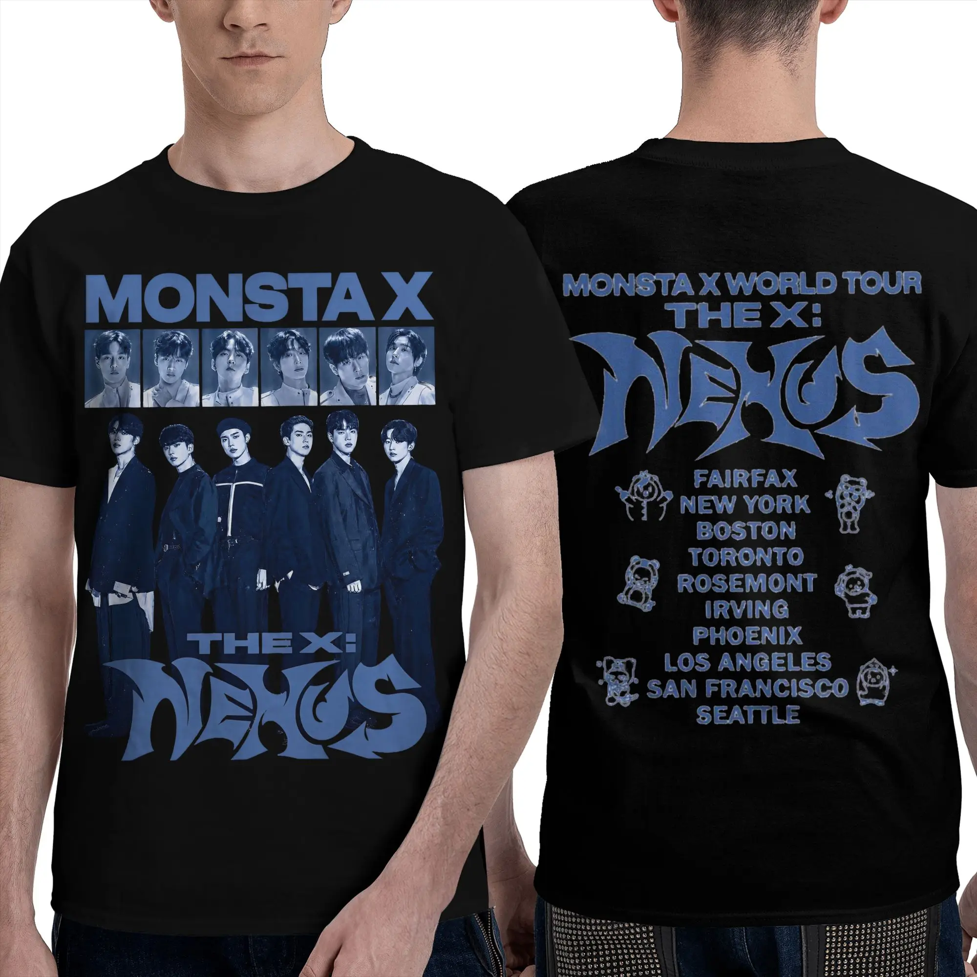Monsta X the X Nexus North America World Tour Apparel T-Shirt Men Women  Casual 100% Cotton Unique Tee