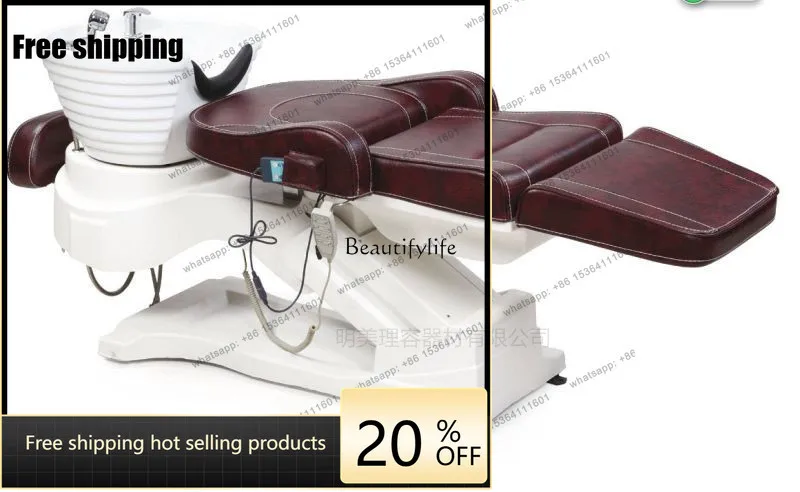 Factory Direct.Barber shop electric lift shampoo bed can be rotated and lifted high-end shampoo massage bed