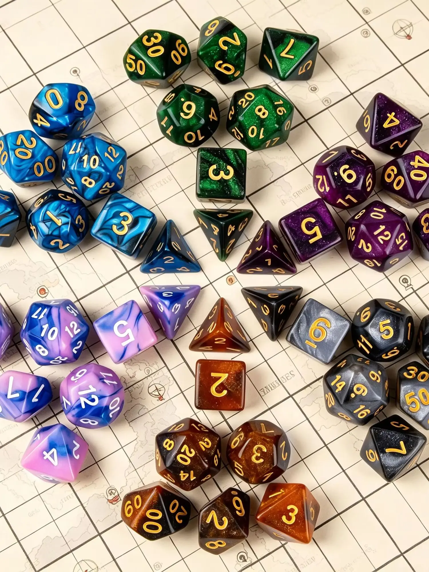 Round Corner Acrylic DND Dice Set, 7Pcs Polyhedral RPG Dice for Dungeons and Dragons, COC Tabletop Game