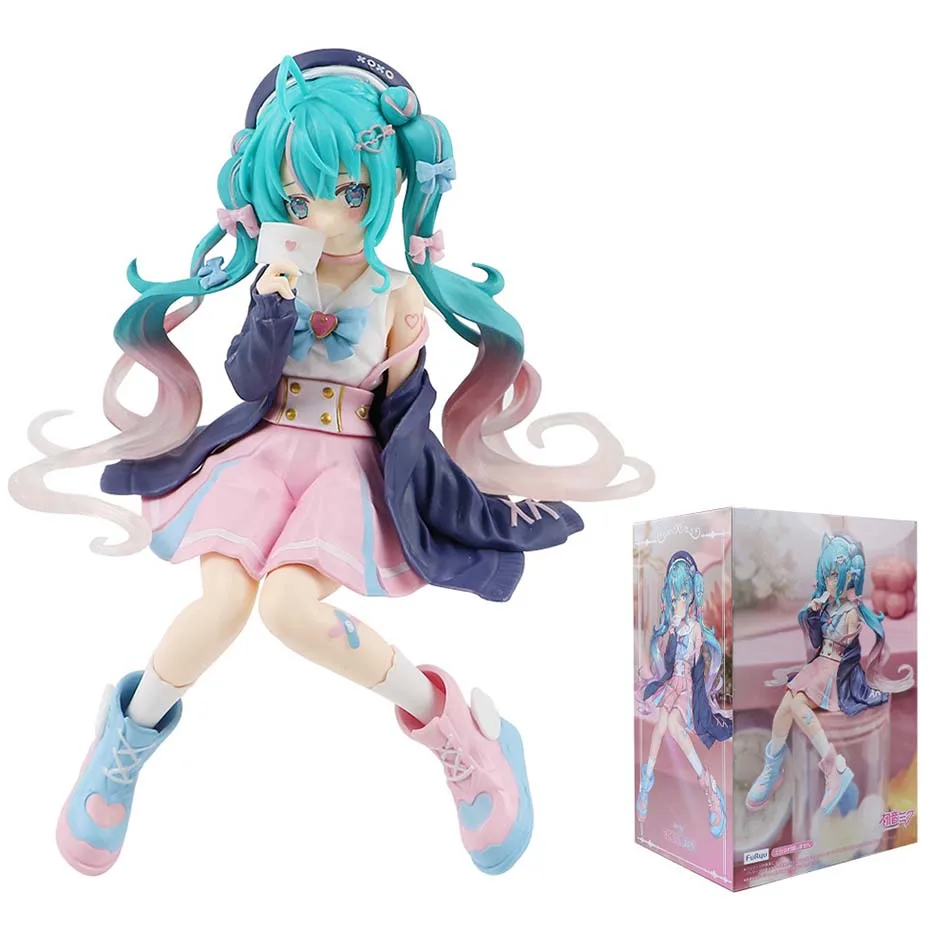 Hatsune Miku Anime-Figur Rosa Sakura Sitzende Pose PVC-Actionfigur Modell Spielzeug Dekoration Sammlerstück Geschenke