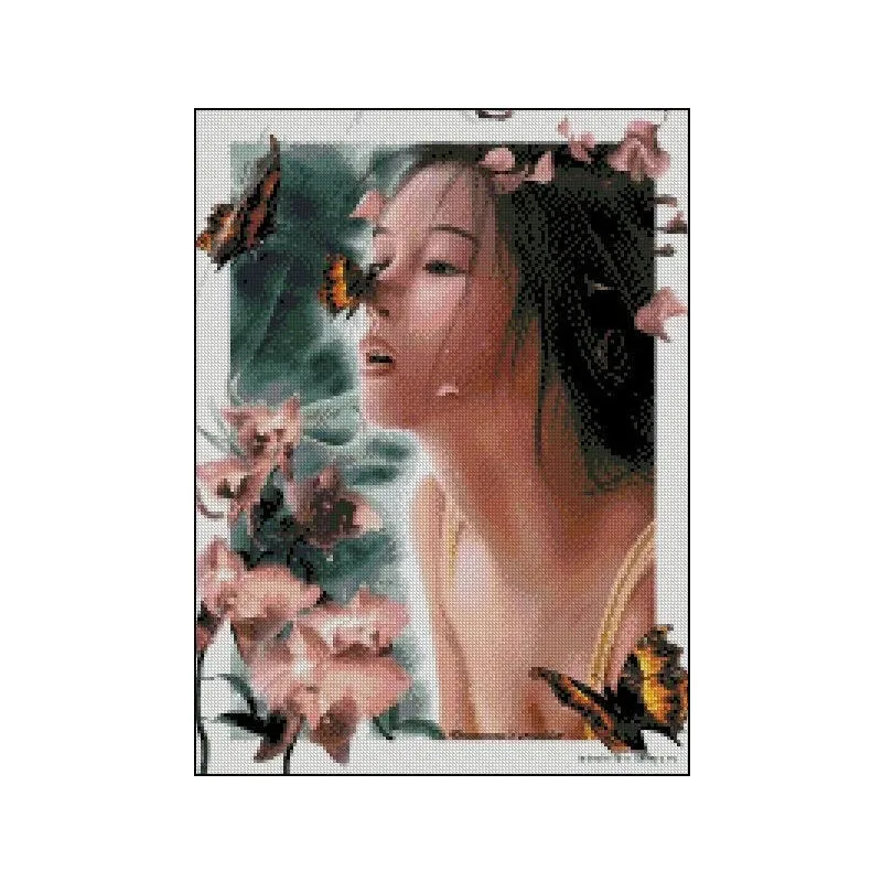 Aida-beautiful and lovely cross stitch kit, butterfly girl maid, 14/16/18/25/22 color