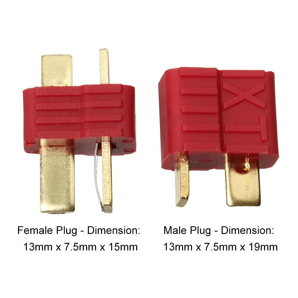 Cable de soldadura con conector en T macho y hembra para batería RCLiPo, conector Deans, especificaciones