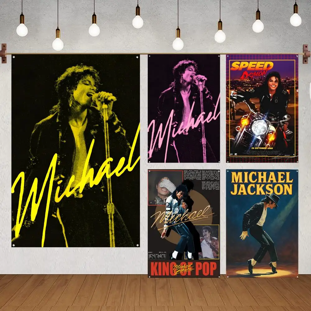 Singer Pop Michael Jackson Flags for indoor decoration with no edging and four corner rings for easy hanging