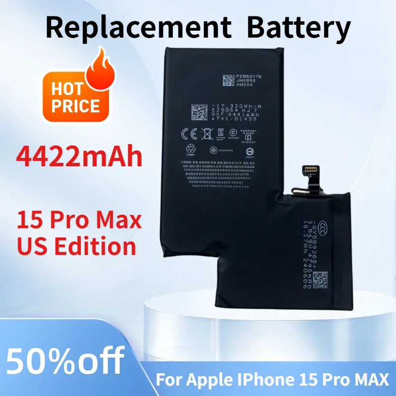 4422mAh Mobile Phone Replacement Battery For Apple IPhone 15 Pro MAX US Edition With Tools A3121 Rechargeable Battery New