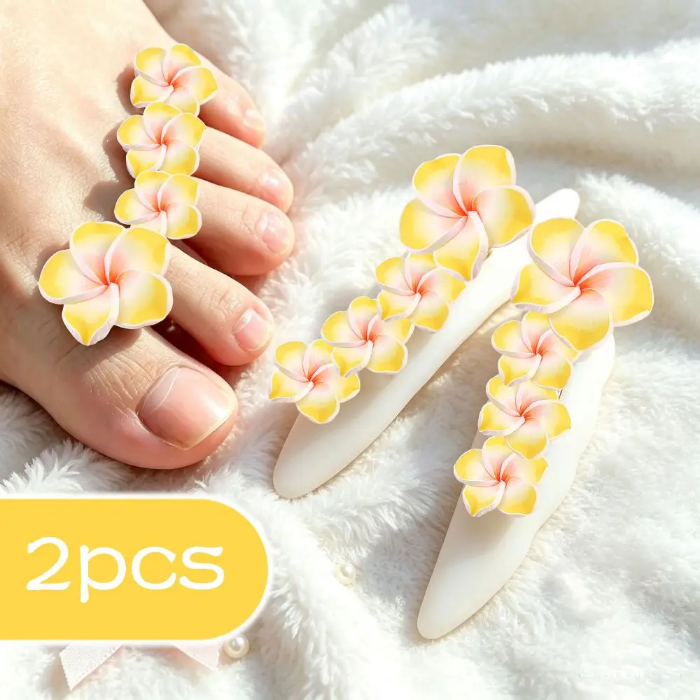 2PCS Flower Toe Separators Soft Silicone Pearl Toe Spacers for Nail Polish Anti Sticking Nail Painting Toe Splitter Salon