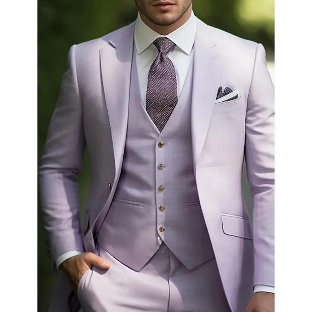 

Luxury Wedding Men Suits Single Breasted Notch Lapel Slim Fit Elegant 3 Piece Jacket Pants Vest Sets Tailor Male Clothing Tenro