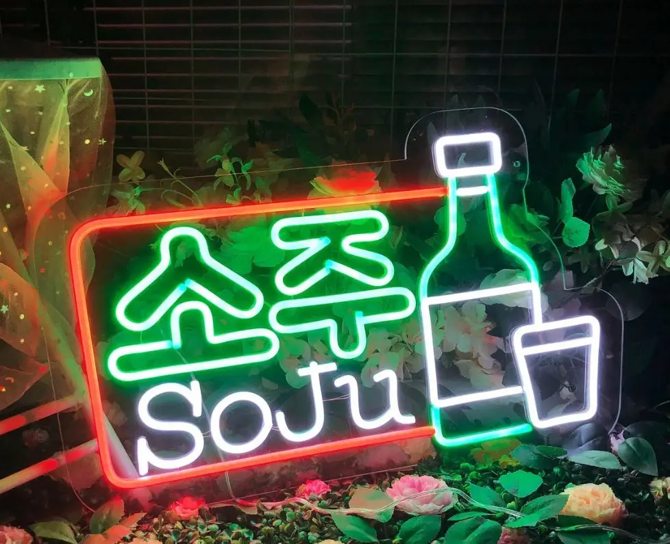 الكورية السوجو النيون LED أضواء النيون تسجيل USB عكس الضوء الأعمال ل الكورية مطعم بار شرب متجر الحانة فندق ديكور هدية #3