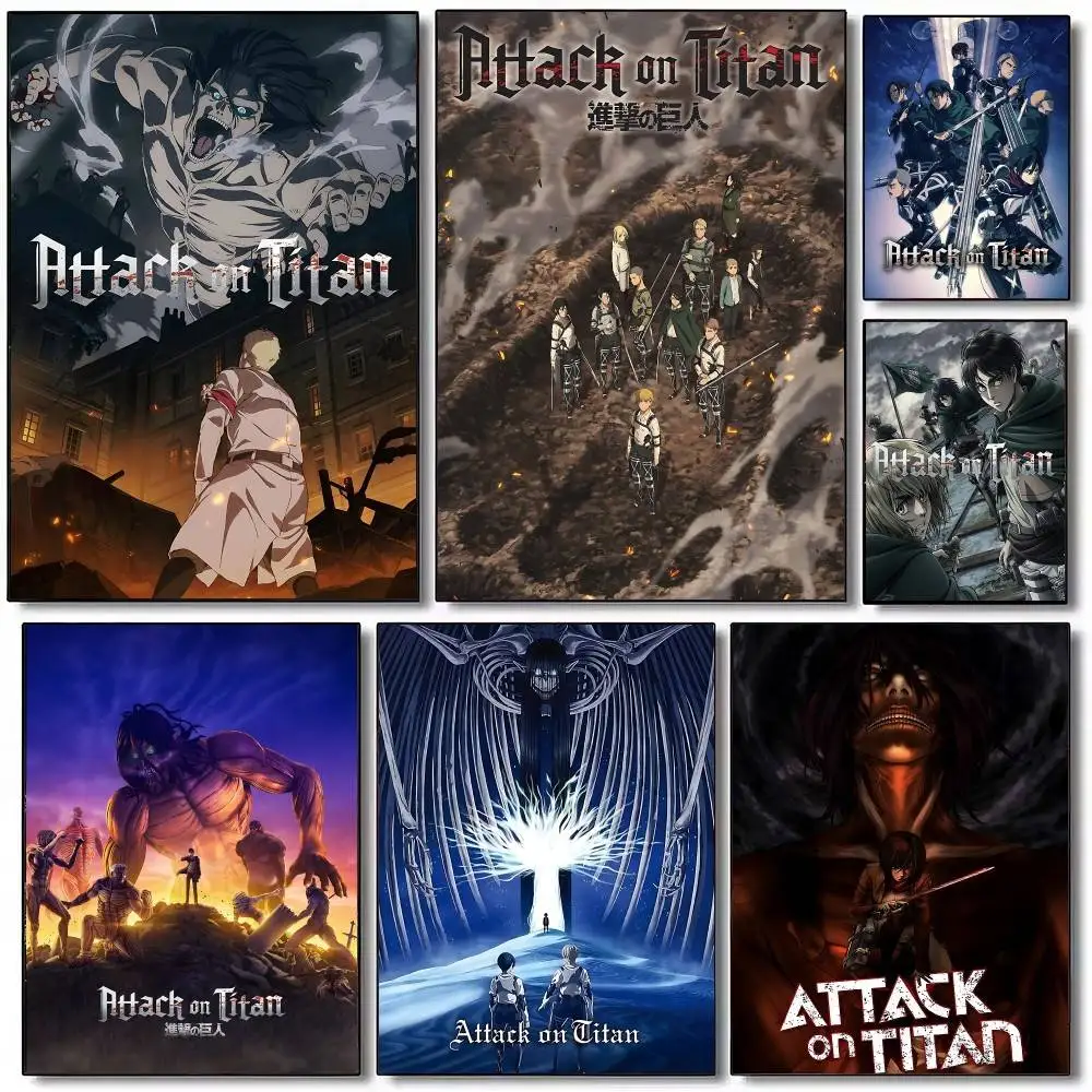 A-Attack On Titan Self-adhesive Art Poster Whitepaper Prints Posters Artwork Home Decor