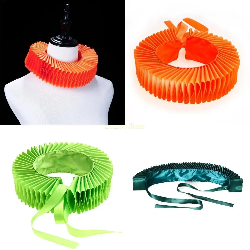 31BF الهالوين الفيكتوري الياقة عصر النهضة الرقبة راف مهرج المختنق ومجموعة أصفاد كشكش المعصم للنساء تأثيري حلي