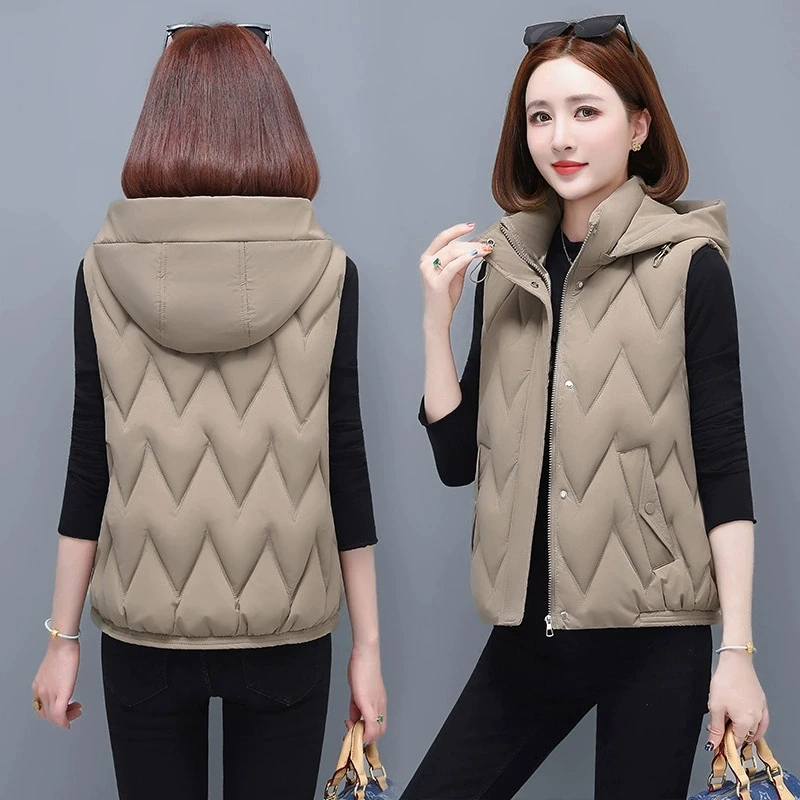 

2025 New Autumn Winter Lightweight Down Cotton Jacket Middle-Aged Elderly Vest Women Waistcoat