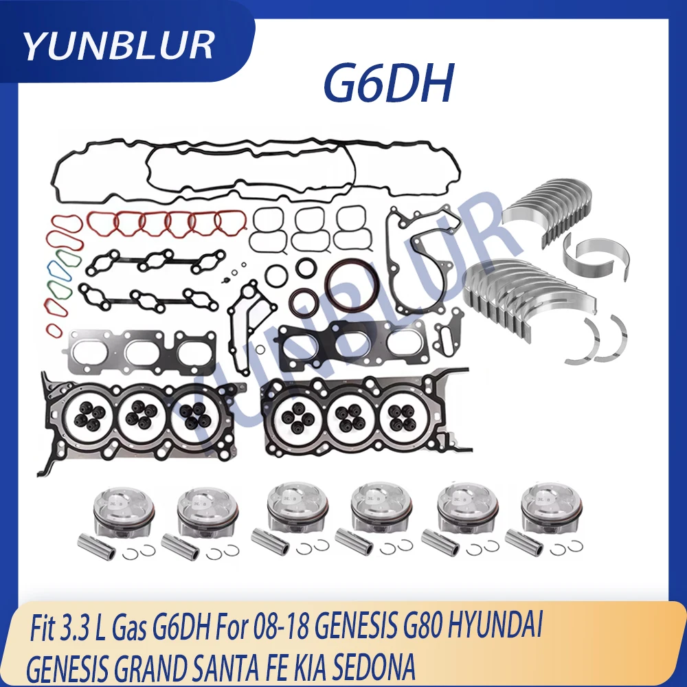 

STD Engine Full Gasket Set Bearing Piston & Rings Kit Fit 3.3 L V6 G6DH GAS For 08-18 Hyundai G80 GENESIS GRAND SANTA FE SEDONA