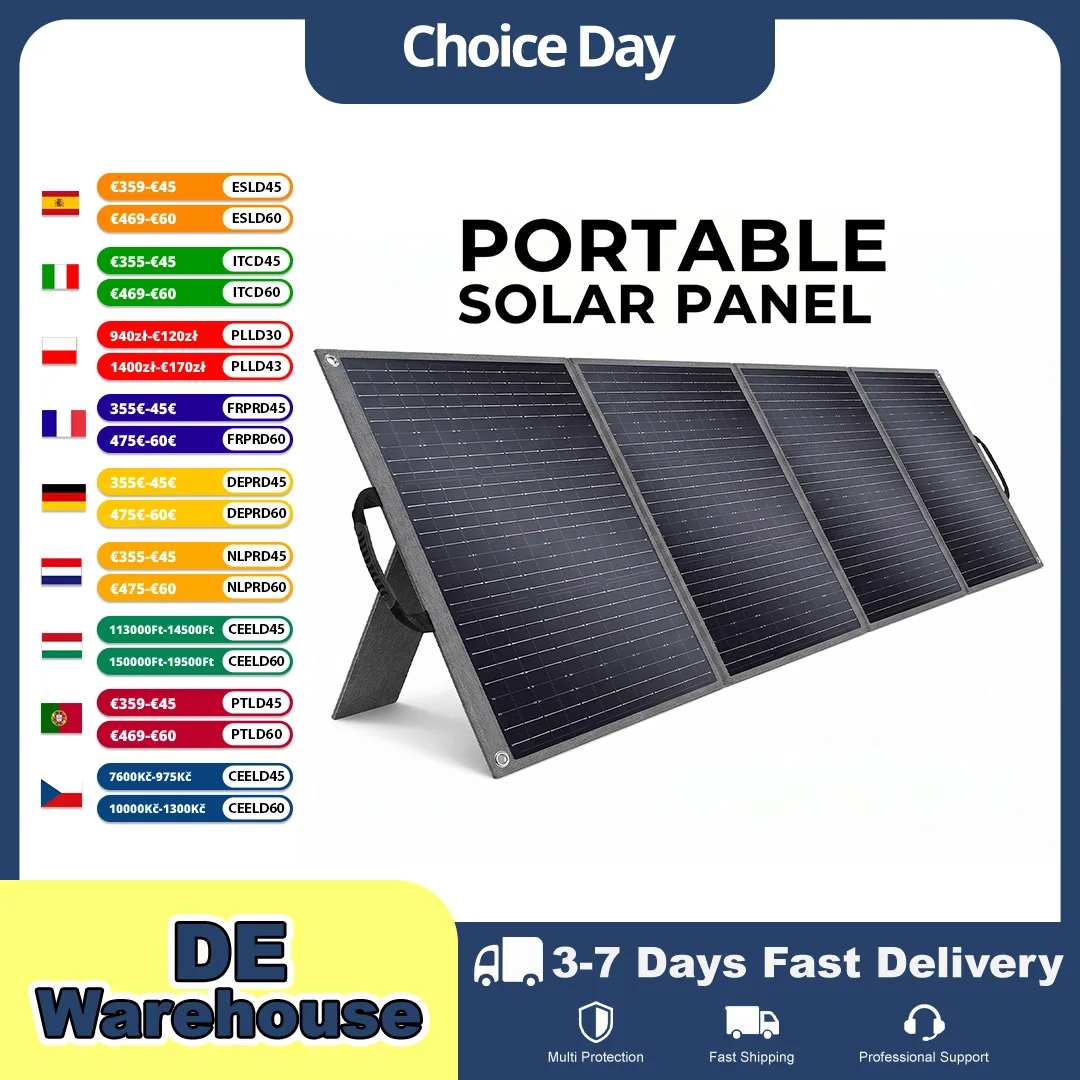Tragbare 200W Solarplatte, Monokristallines Solarmodul, Faltbares & Leichtes Design, Kompatibel mit den Meisten Tragbaren Stromstationen