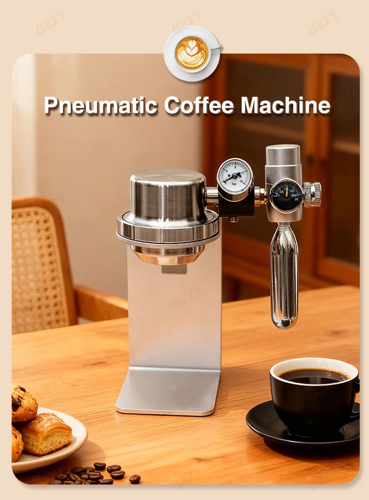 GZZT D001 58mm Manual Pneumatic Coffee Maker Portable Espresso Machine with 1-16 Bar Pressure Gauge for Travel Kits Non-Electric