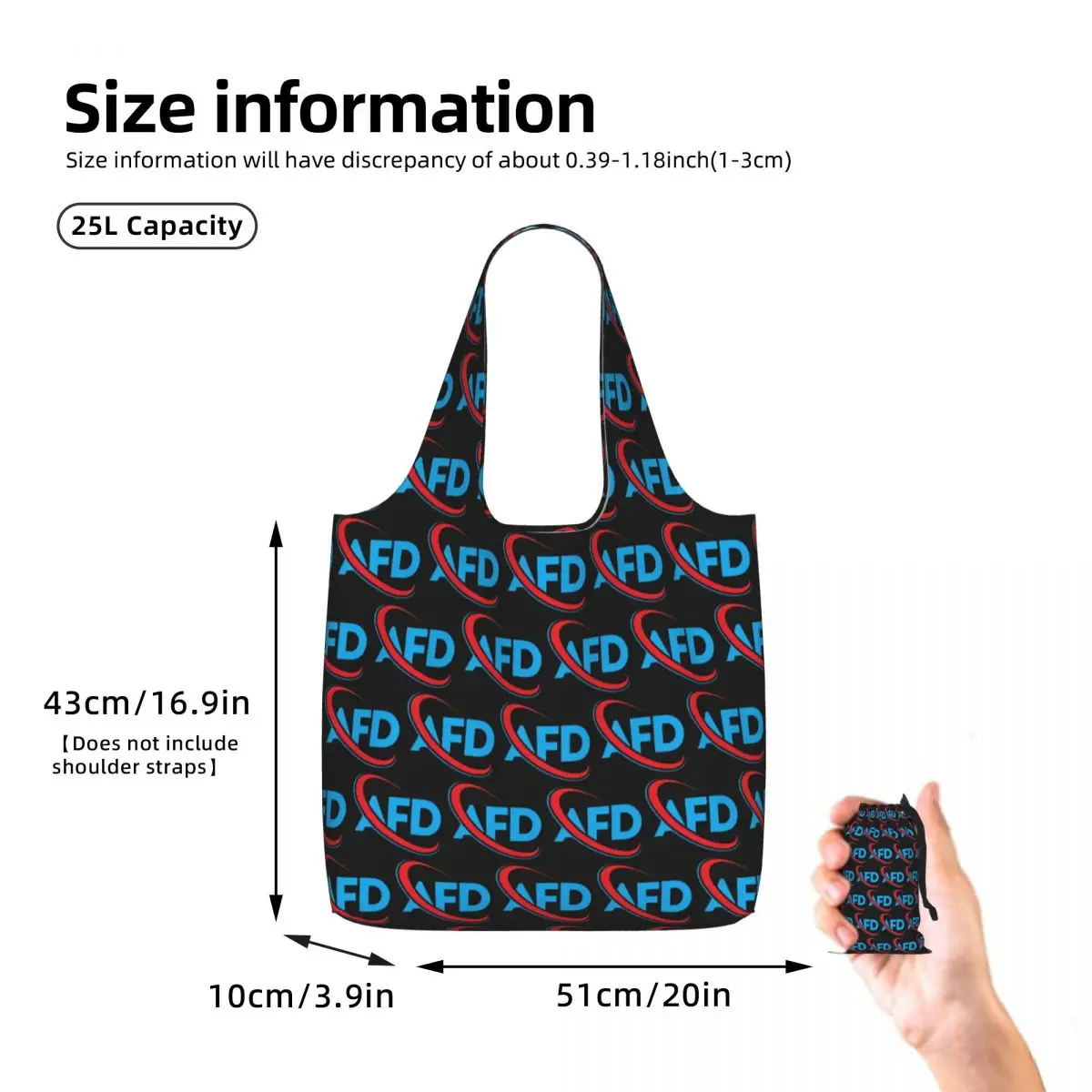 AFD Alternative For Germany Fashion Shopping Tote Bag Canvas Large Capacity Shoulder Bags Shopper Grocery Handbag for Women