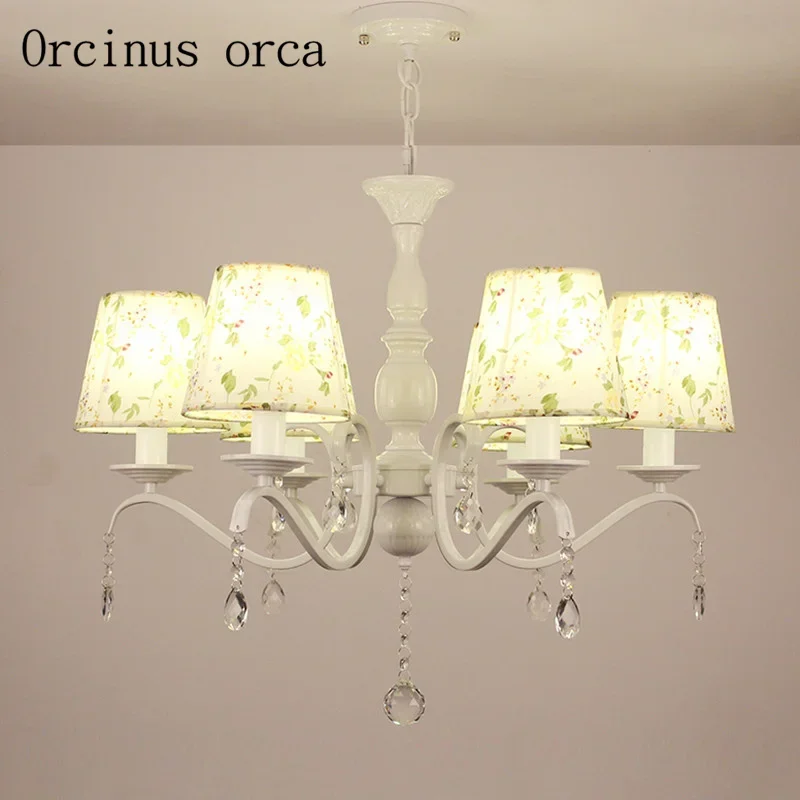 American style garden simple small fresh  restaurant living room bedroom study Korean iron cloth cover lamp