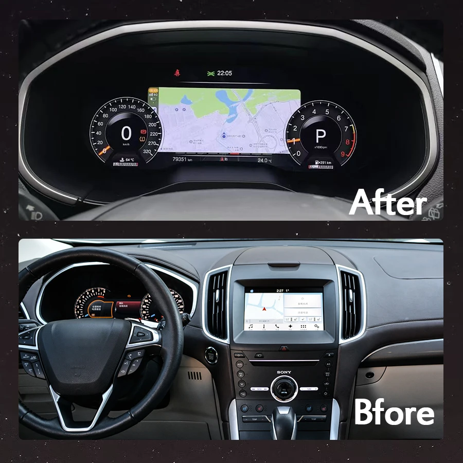 LCD Instrument Cluster For Ford Edge 2014-2019 Digital Dashboard Panel Virtual Cockpit GPS Speedometer Tachometer Odometer