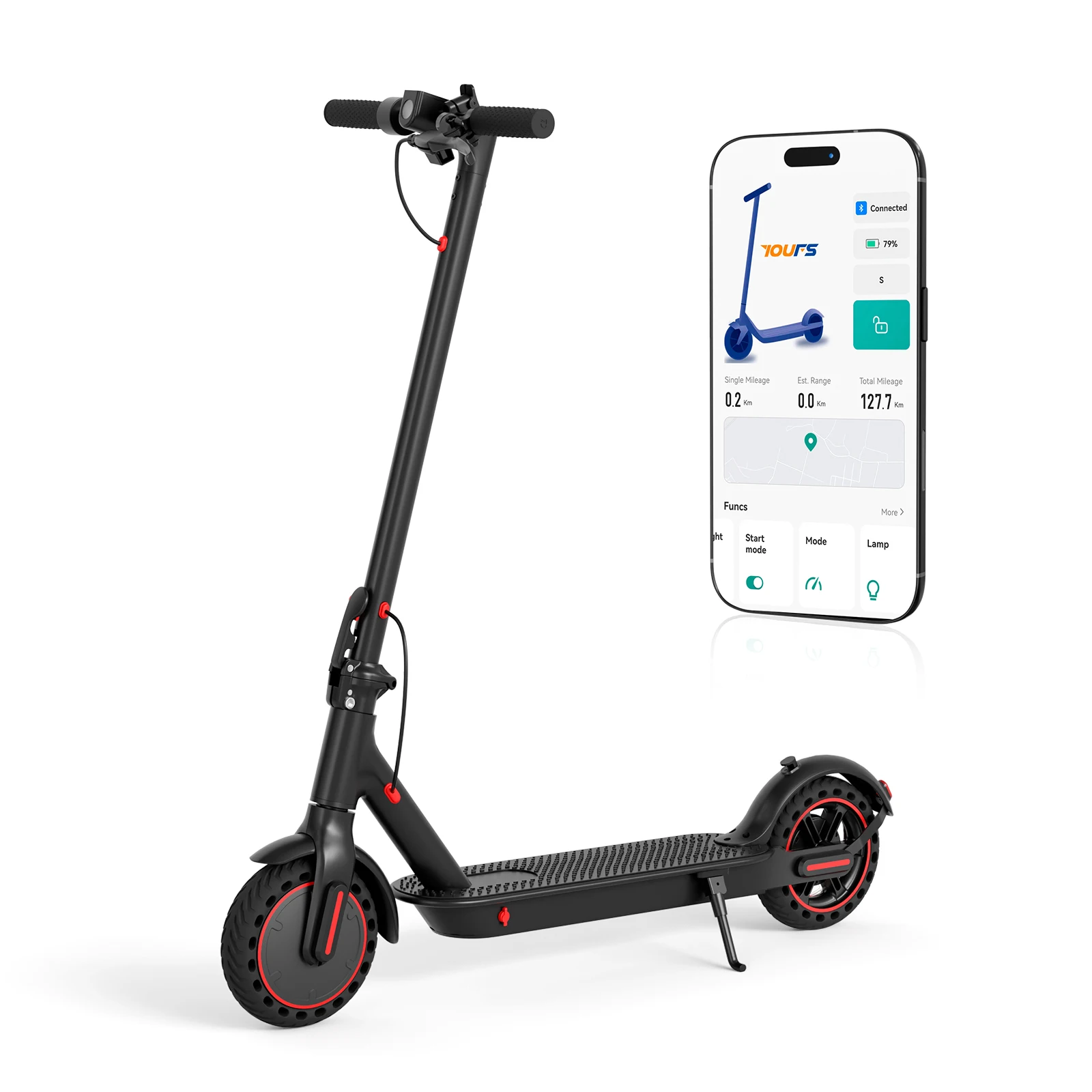

8.5-inch 350W Adult Electric Scooter Foldable 36V 10.4Ah Lithium Battery E-Scooter with App Max Range 30km