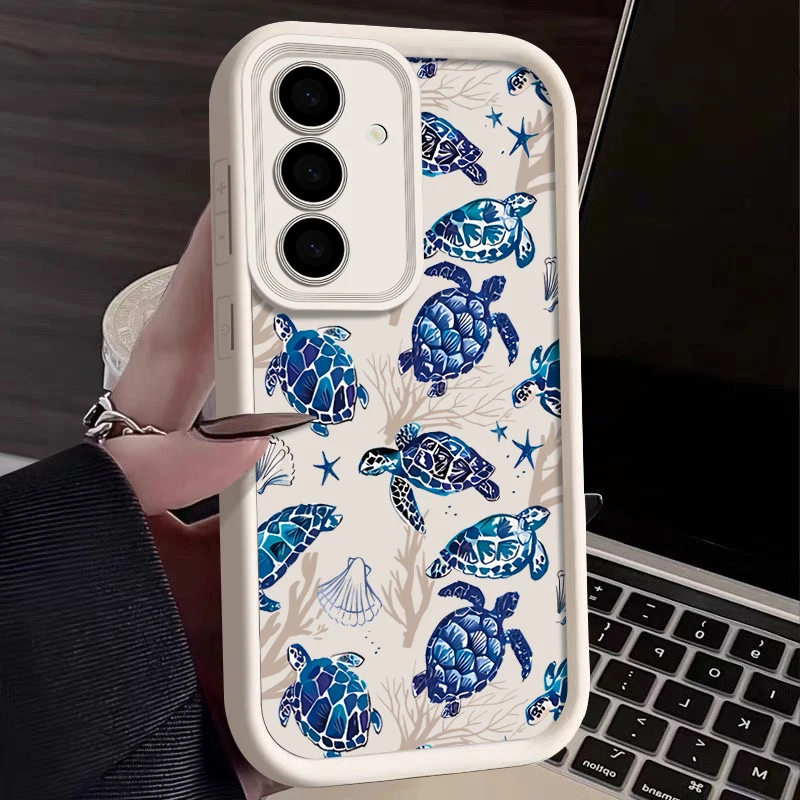 Phone Case For Samsung Galaxy S24 S25 S21 Ultra S22 FE S23 Plus A55 A54 5G A16 Shockproof Soft TPU Coral Seashell Pattern Funda