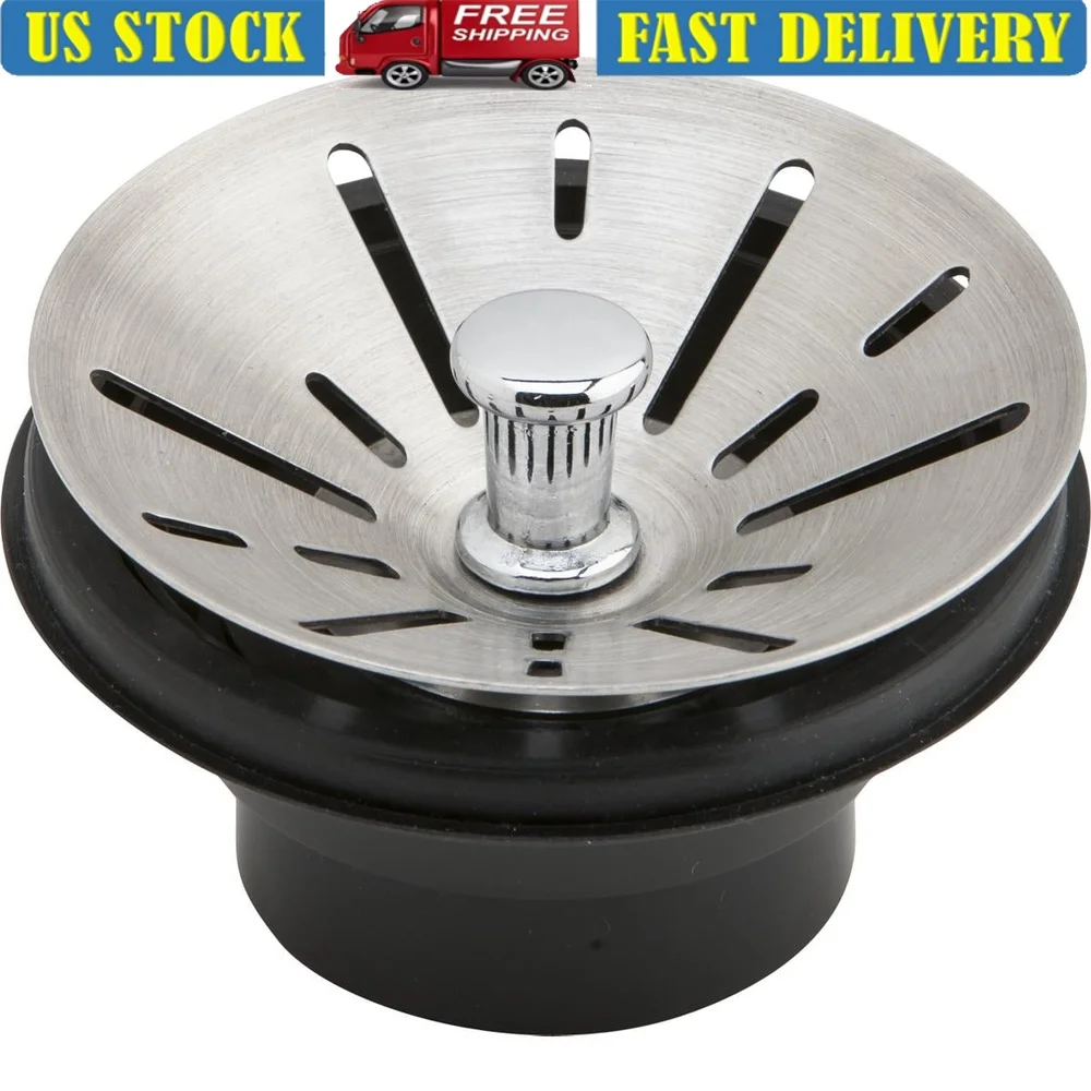 

3-1/2 Inch Stainless Steel Disposal Stopper Strainer with Rubber Gasket Plastic Base Kitchen Sink Accessories