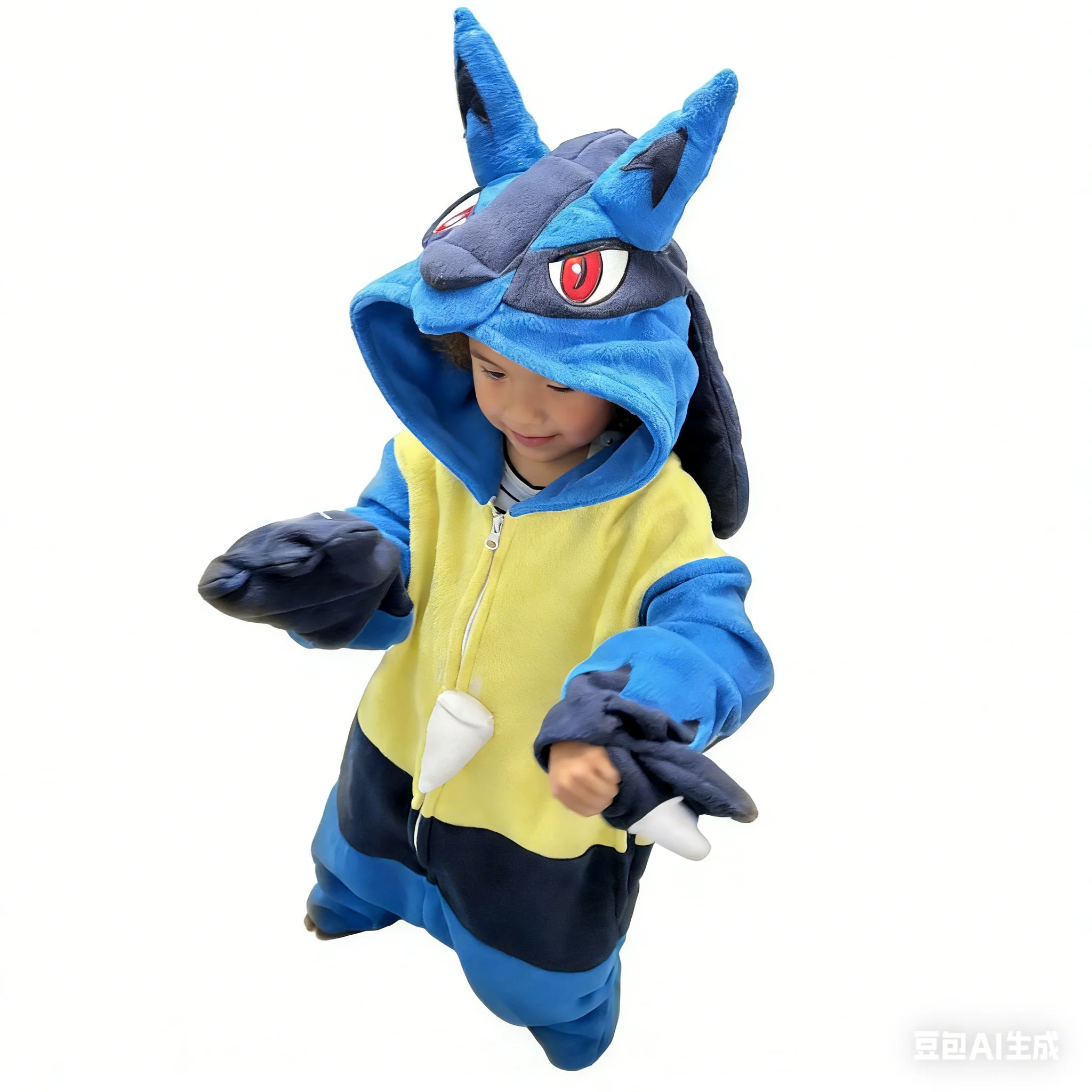 Lucario Kigurumi Kids Onesies Child One-Piece Pajamas Cartoon Cosplay Costume For Christmas Halloween Sleepwear Anime Homewear view 3