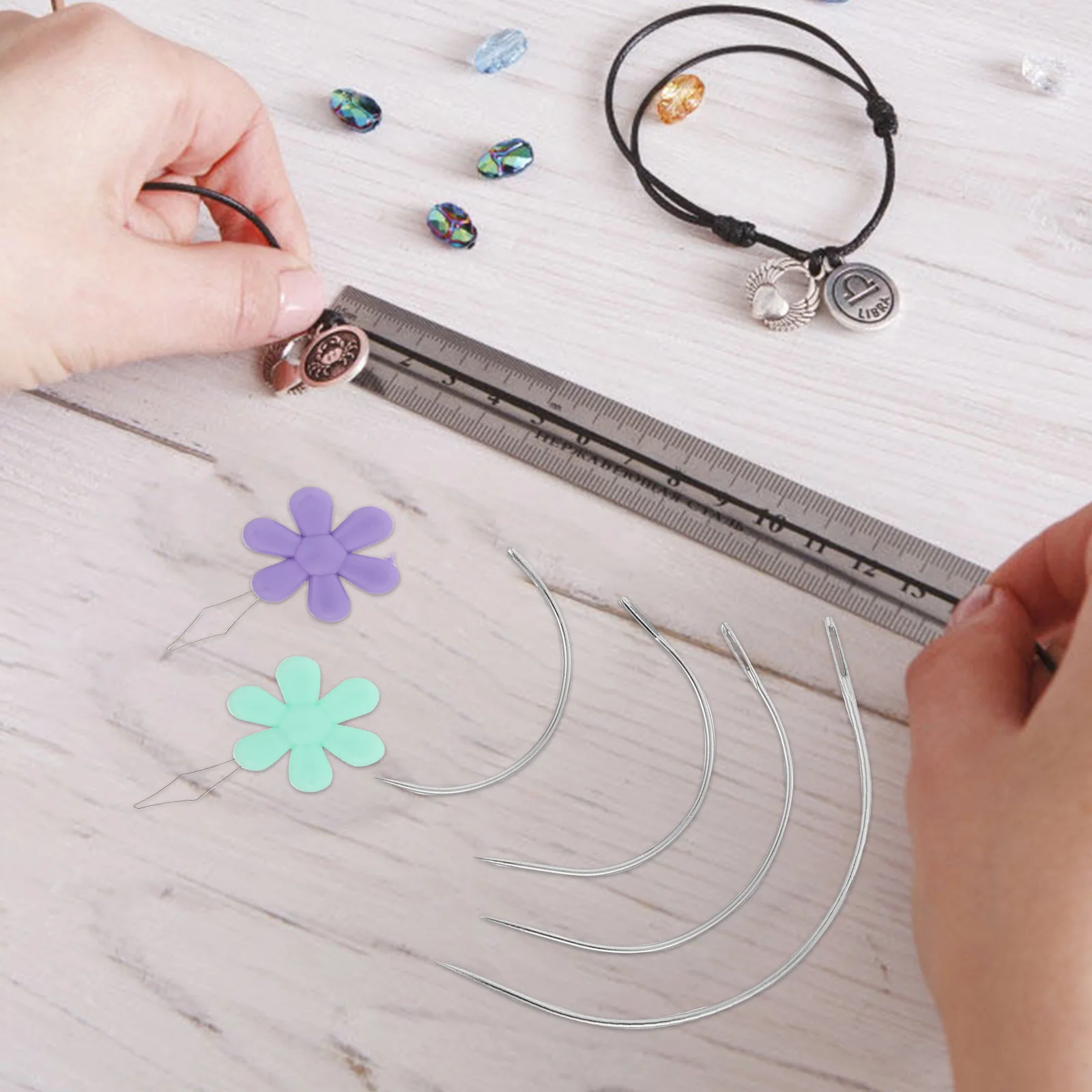 

1 set Curved Sewing Needles Large Eye Set 2.0/2.5/3.0/3.5 Inch Embroidery Beading Hand Sewing Heavy Duty Iron Material Threading