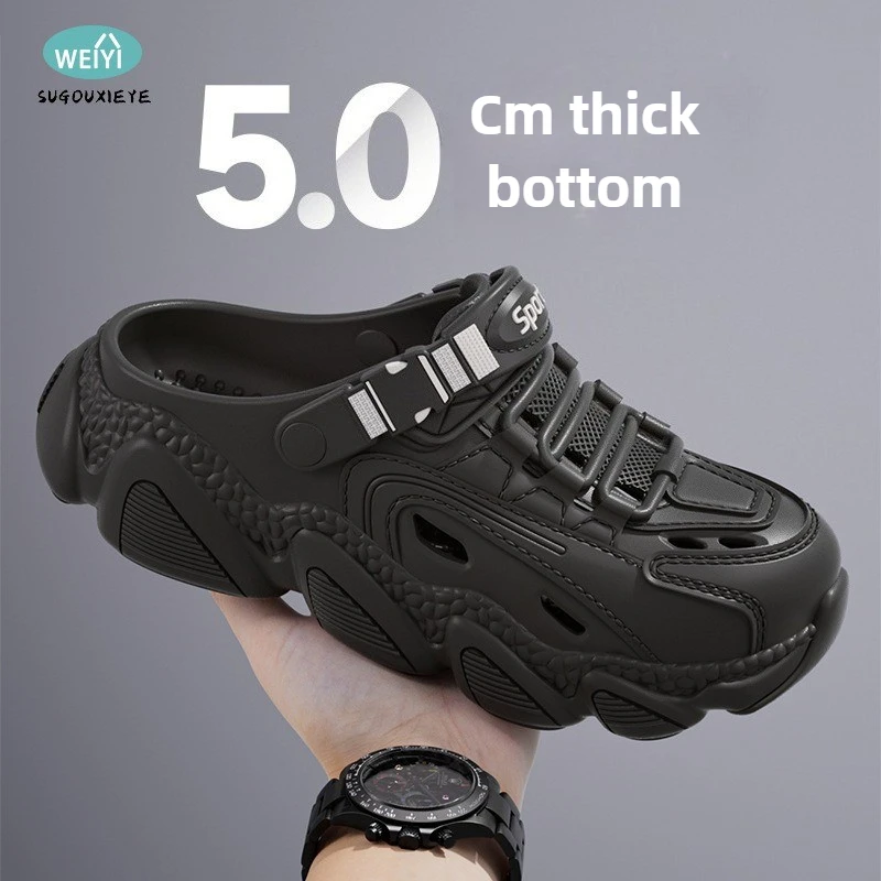 

Summer men's lightweight outer wear hole shoes sandals platform non-slip beach shoes outdoor EVA flat shoes