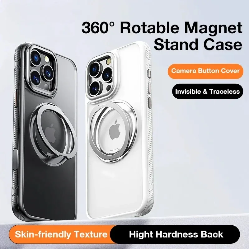 

Magnetic Ring Stand Phone Case - 360 ° Rotation, Matte Military Shockproof for iPhone 13-16 Pro Max/Plus/16E, MagSafe Compatib
