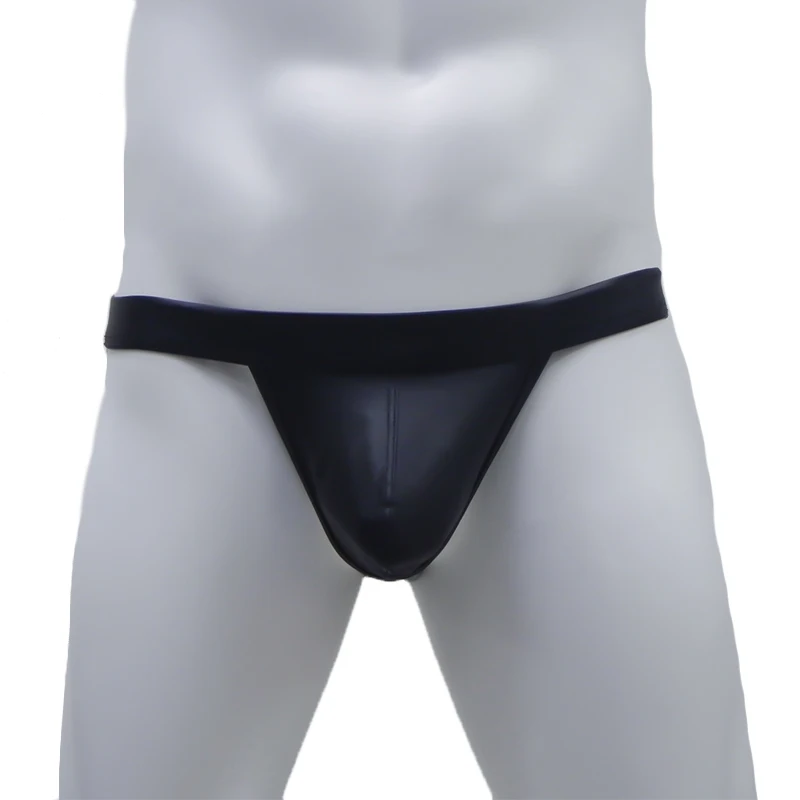 CLEVER-MENMODE Sexy Hommes String Lingerie Jockstrap Sous-Vêtements Pu Faux Cuir G String Culotte plus riche que Open Butt Slip