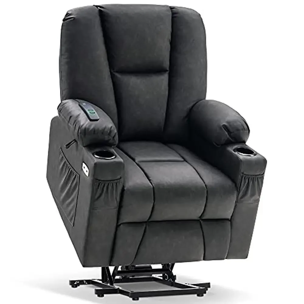 Power Lift Recliner Chair Sofa Electric Reclining Remote Control Cup Holders USB Ports Extended Footrest Elderly People 7507