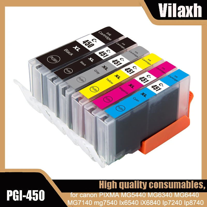 vilaxh PGI-450 pgi 450 cli 451 PGI450 Cartridge for canon PIXMA MG5440 MG6340 MG6440 MG7140 mg7540 Ix6540 iX6840 Ip7240 Ip8740