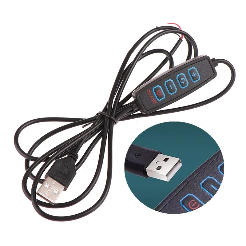 1pc 1.5M USB 5V LED Tri-color Dimming Color Switch Cable Dimmer 4-Key Controller 2CH For Low Voltage Light Bicolor Lights Tools