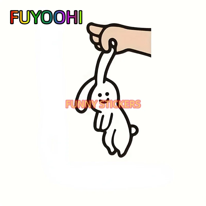

FUYOOHI Mischievous Rabbit Caught By The Ears Decals: Waterproof, Scratch-Resistant Stickers For Car, Truck & Van Accessories
