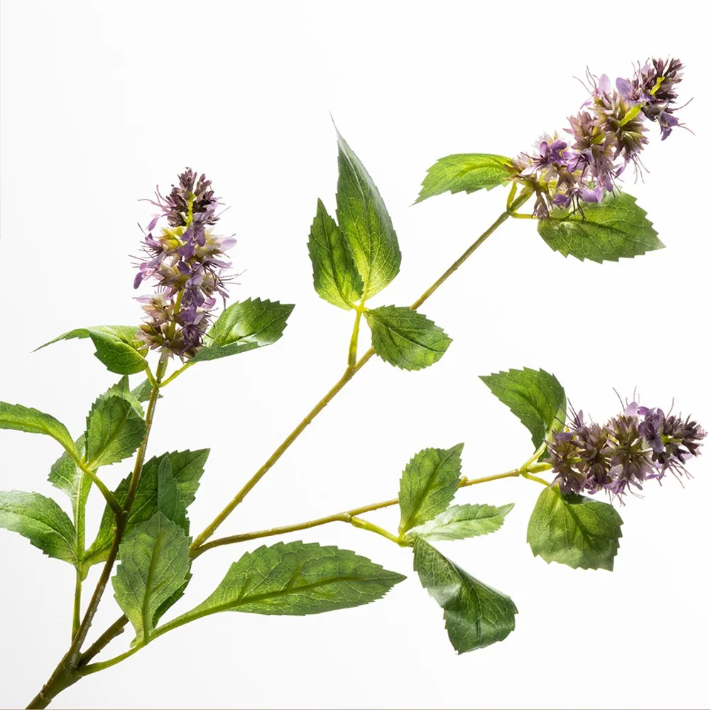 Rama de Pogostemon Artificial de 3 Cabezas, Flor de Tallo Alto, Simulación de Pogostemon, Textura Realista, Rama de Pachulí Artificial de Plástico
