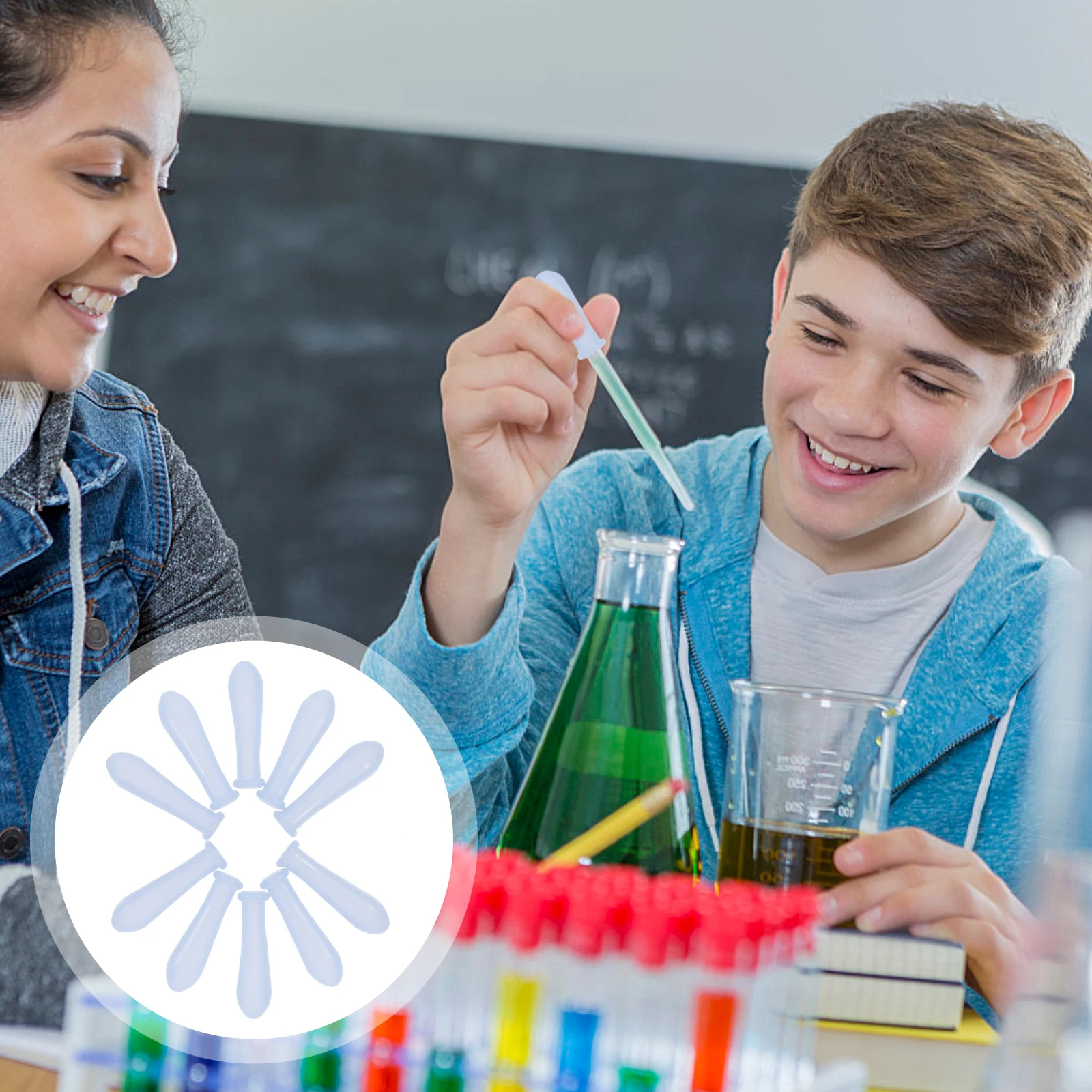 

10pcs Dropper Silicone Pipette Tips Graduated Suction Caps For Lab Use Elastic Black Caps High Precision Tips Laboratory