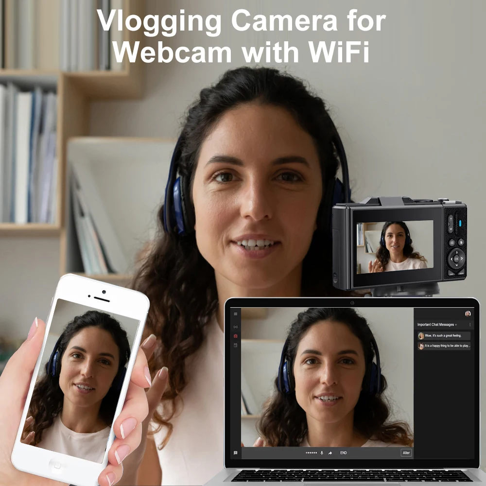 NEW 4K Compact Digital Photography Camera18X Digital Zoom Vintage Vlog Video Recorder YouTube 180° Flip Screen Selfile WiFi Web