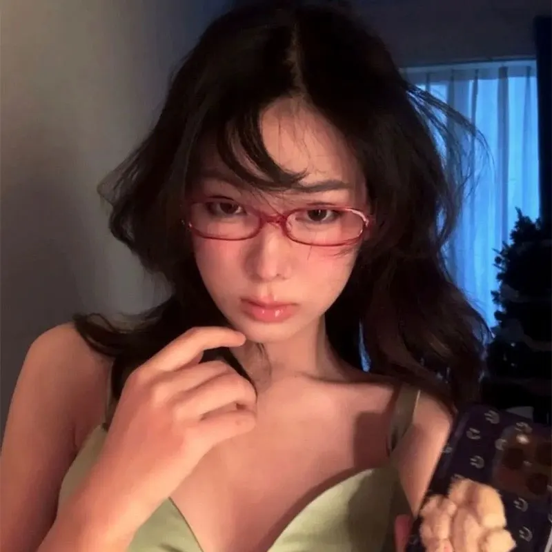 Y2K Retro Red Green Square Frame Glass Eyewear Women Anti-blue Light Goggles Eyeglasses Harajuku Reading Spectacle Eyewears image 3