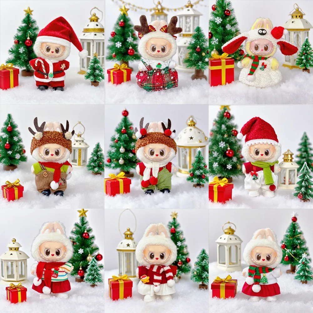 

For 17cm Labubu Doll Christmas Clothes Christmas Red Deer Theme Set Labubu Accessories unique Christmas Gift