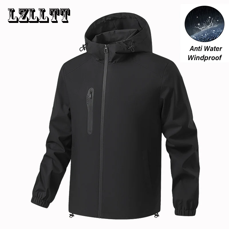 

New Spring Men Outdoor Jackets Men Casual Waterproof Hooded Jacket Coats Mens Autumn Fashion Brand Windbreaker Jackets Male 3XL