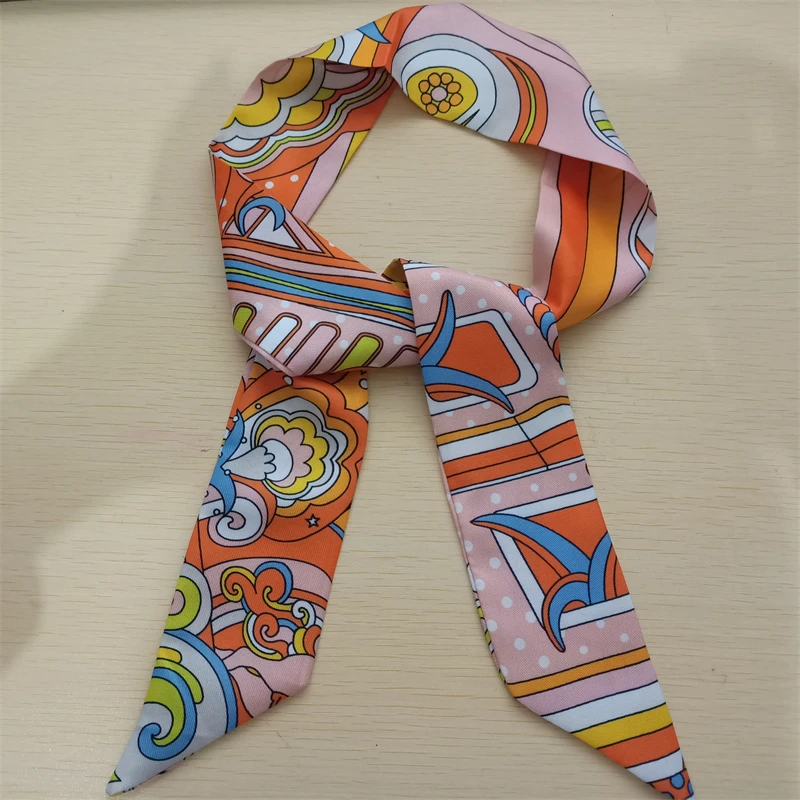 2022 New Fashion Bag Scarf Luxury Brand Women\'s Small Silk Scarf Wrap Bag Handle Ribbon Headband Long Skinny Scarves