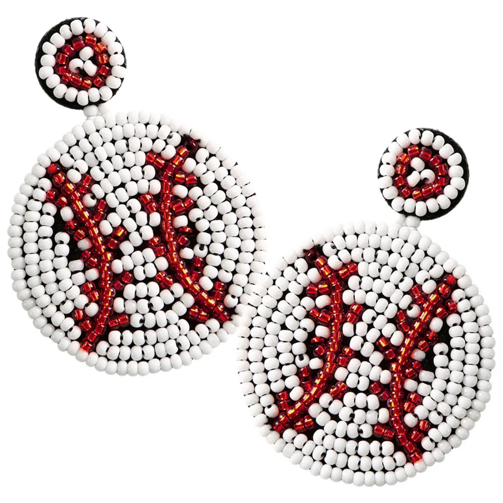 

1Pair Lightweight Bohemian Baseball Earrings Vintage Beaded Dangle Earrings Holiday Party Baseball Jewelry for Women