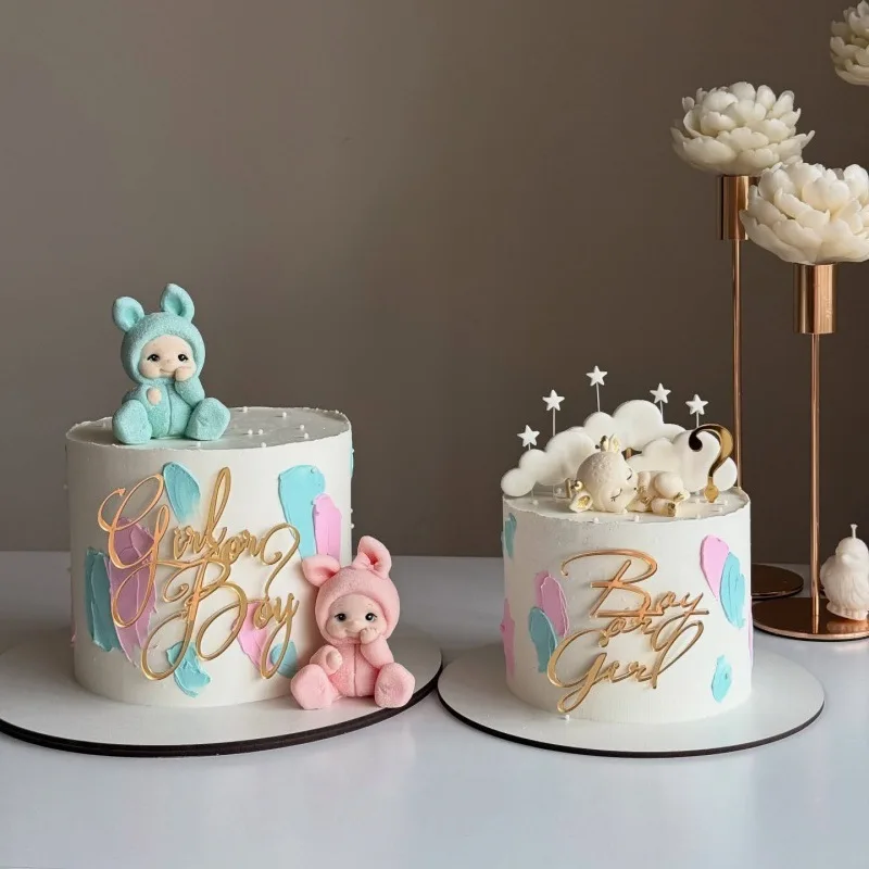 Acryl-Seiten-Kuchendekoration für Babyparty, Jungen oder Mädchen, Oh Baby, Geschlecht offenbaren, Partyzubehör, Geburtstagsfeier, Kuchendekoration – Detail 2