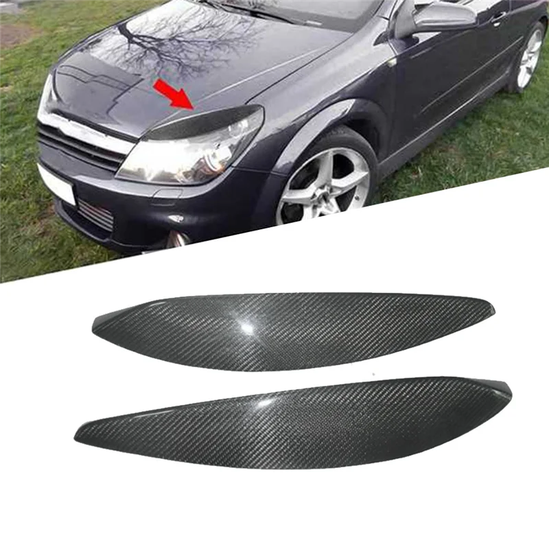 Samochód z prawdziwego włókna węglowego przedni reflektor lampa brwi powieki listwy wykończeniowe dla Vauxhall Opel Astra H 2004-2009