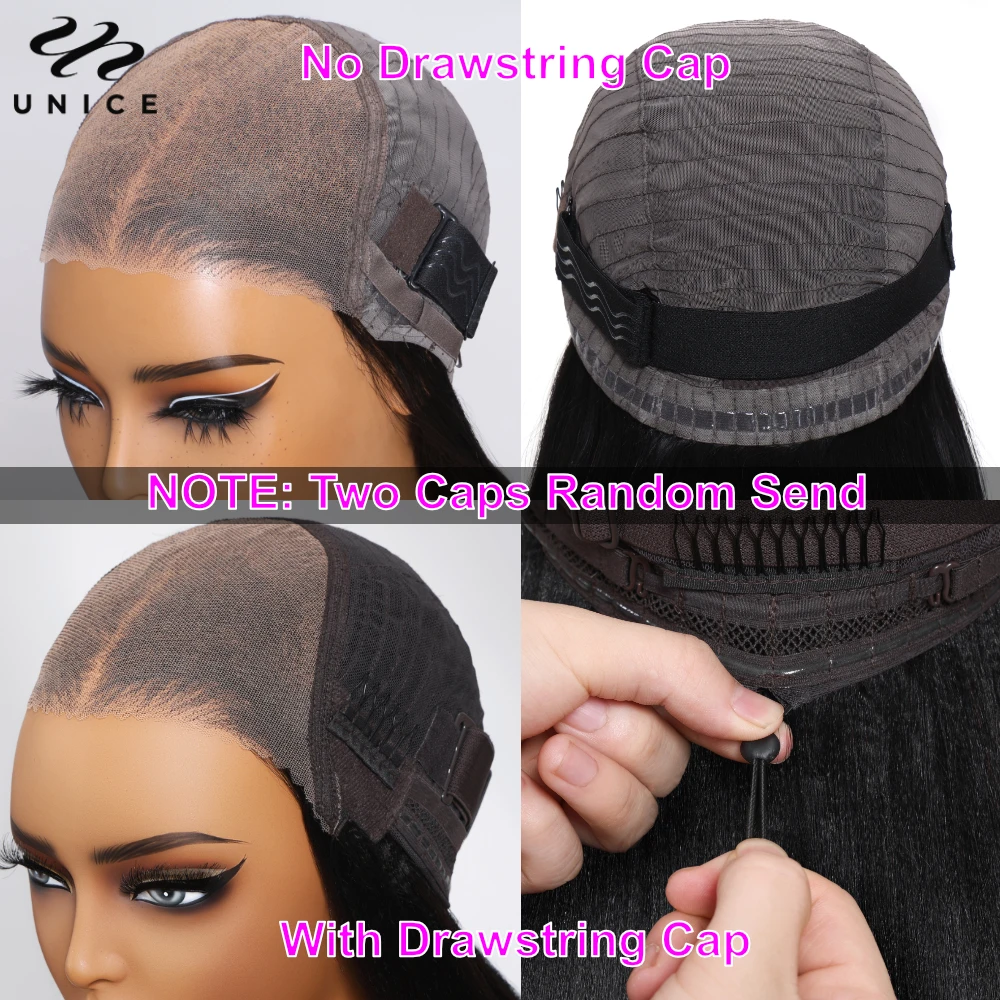 UNICE Upgrade Drawstring Water Wave 7x5 Glueless Wig Pre Cut Pre Bleached Lace Front Human Hair Wig Ready To Wear 180% Density image 3