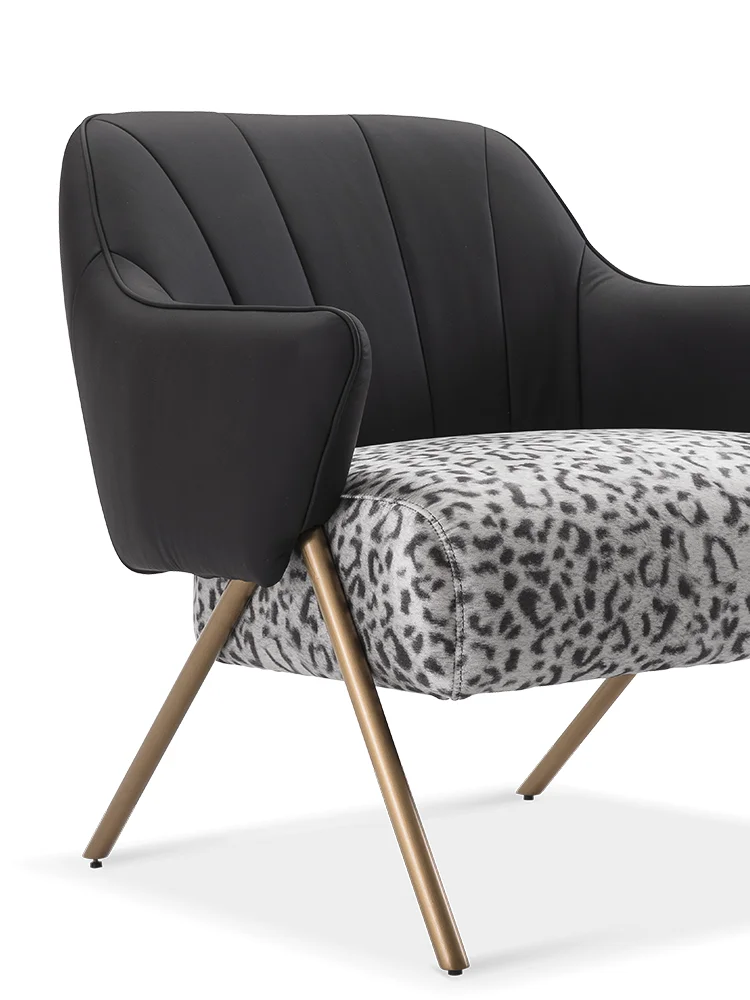 Leopard print leather cloth single leisure chair original art